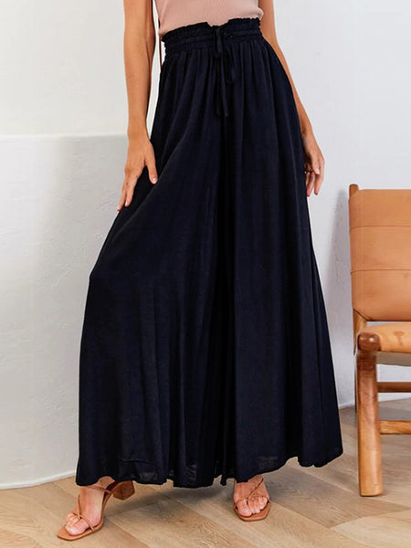 Drawstring Waist Wide Leg Pants