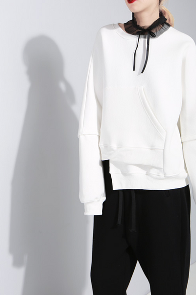Asymmetrical Trim Quilted Sweatshirt
