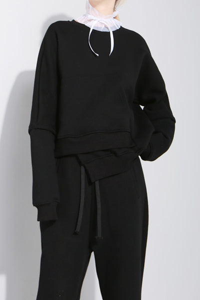 Asymmetrical Trim Quilted Sweatshirt