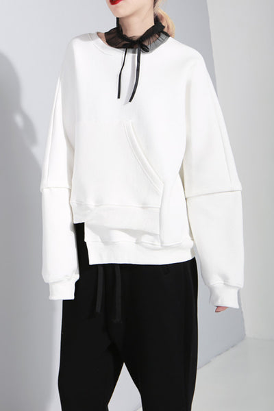 Asymmetrical Trim Quilted Sweatshirt